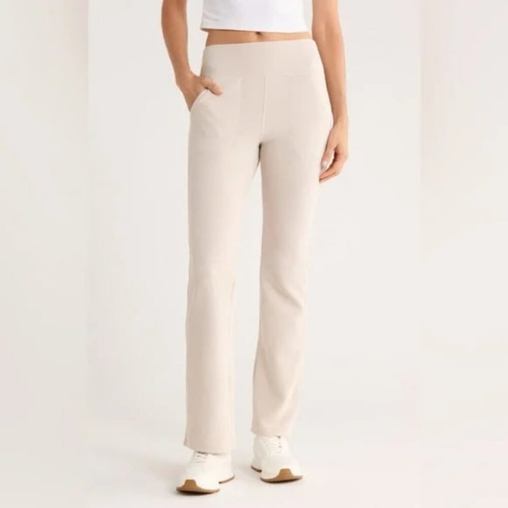 CALVIN KLEIN Performance Tech Soft Pull-on Flare Pant Jogger Waffle-Knit Chalk S
